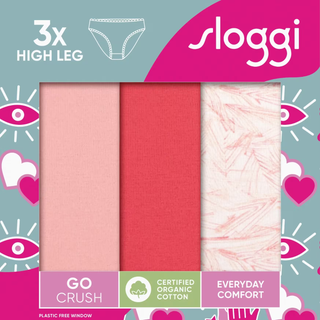 Sloggi Go Crush High Leg 3 Pack Brief | Pink/Coral/Print
