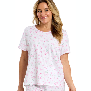 Lady in PJ Set with Pink Print
