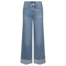 Load image into Gallery viewer, Light blue wide-leg jeans on a white background
