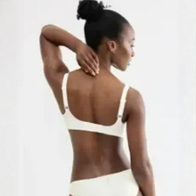 Load image into Gallery viewer, A woman shown from the back wearing a white bra and matching underwear against a plain light background.

