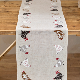 Embroidered Hen Runner | 35x175cm