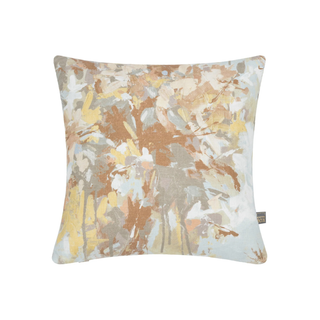 Decorative pillow with abstract floral pattern on a white background