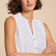 Load image into Gallery viewer, Tulip Jersey Sleeveless Shirt | Ivory / Pink / Blue
