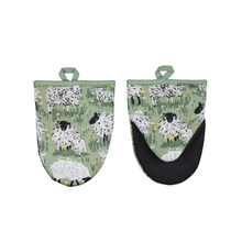 Load image into Gallery viewer, Woolly Sheep Green Microwave Mitt Pair
