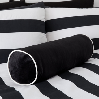 Velvet Bolster Black Cushion | 50cm x 16cm