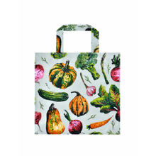 Load image into Gallery viewer, Reusable shopping bag with colorful vegetable pattern on a white background
