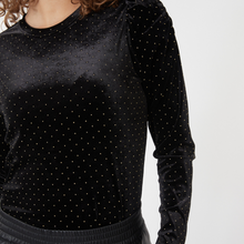 Load image into Gallery viewer, Long Sleeve Velvet Studded Top
