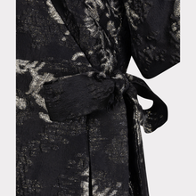 Load image into Gallery viewer, Black textured robe with a tie on a light gray background
