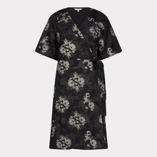 Load image into Gallery viewer, Black floral patterned dress on a white background
