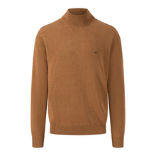 Load image into Gallery viewer, Product shot of the Walnut Brown Polo Neck from Fynch Hatton with ribbed cuffs and the embroidered logo on the chest
