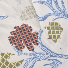 Load image into Gallery viewer, Close up of Material on White Stuff SS Nelly Notch Neck Tee, with a white background.
