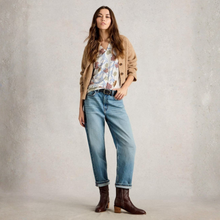 Load image into Gallery viewer, Image of Model standing wearing the White Stuff SS Nelly Notch Neck Tee, with a white background.
