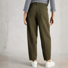 Load image into Gallery viewer, Person wearing olive green pants with a striped shirt against a plain background
