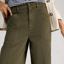 Load image into Gallery viewer, Person wearing olive green pants with a neutral background
