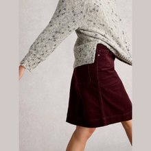 Load image into Gallery viewer, Person wearing a gray sweater and burgundy skirt on a plain background
