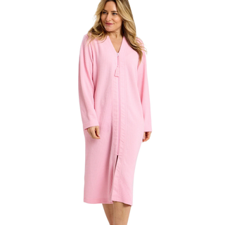 Woman in Housecoat on white background 