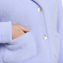 Load image into Gallery viewer, Close up Image of material and buttons of Rino &amp; Pelle Boxy Jacket in Light Blue.
