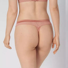 Load image into Gallery viewer, A back shot of the Aura Spotlight Thong in Rose. 
