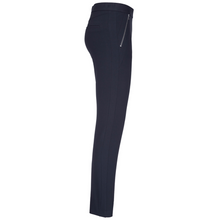 Load image into Gallery viewer, side profile of gardeur zene28 trouser, showing slanted zip pocket and tapered leg in navy
