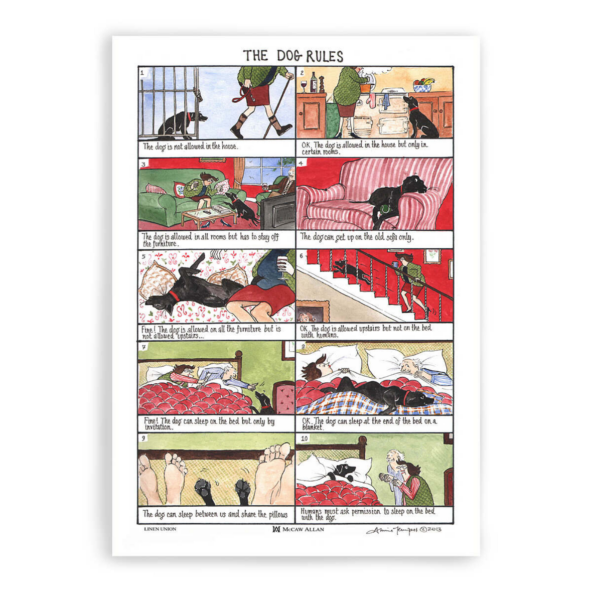 Tottering The Dog Rules Cotton Tea Towel