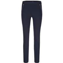 Load image into Gallery viewer, product image of zene28 gardeur trouser, showing two side zip pockets and a tapered leg. Smooth elasticated waist in navy
