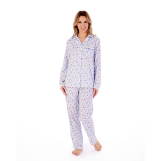 Slenderella Floral Print Cotton Pyjamas | Blue