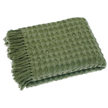 Load image into Gallery viewer, Waffle Cotton Throw 130cm x 170cm | Olive Green
