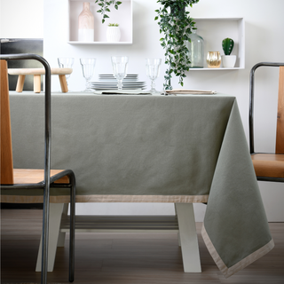Duo Table Cloth | Petrol / Khaki / Linen