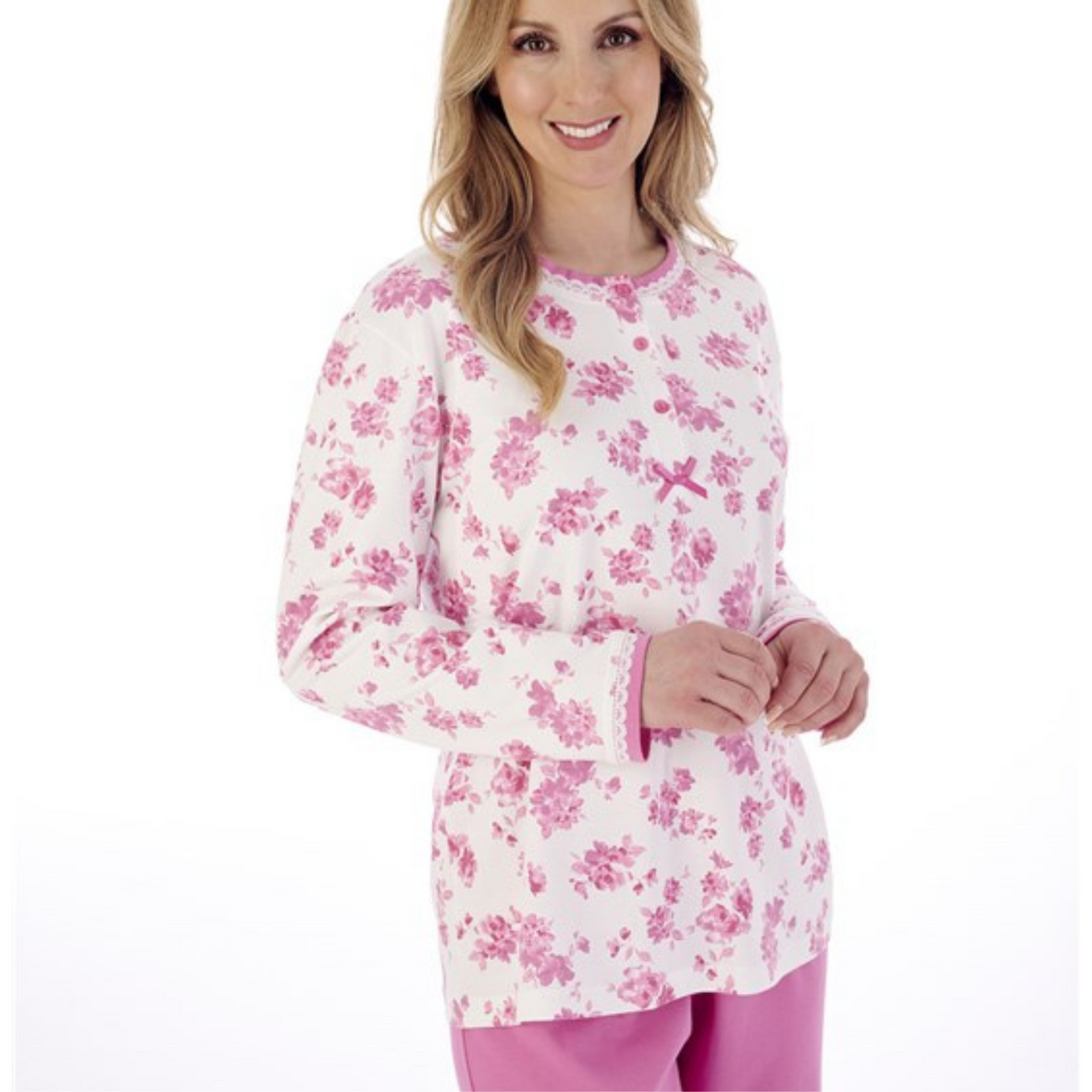 Slenderella Floral Print & Plain Pyjama