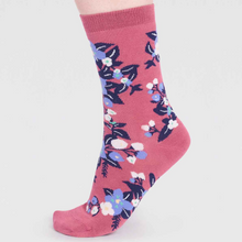 Load image into Gallery viewer, A close up shot of the Thought Arya Bamboo Floral Socks. 
