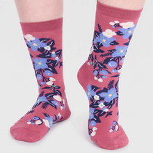 Load image into Gallery viewer, A front shot of the Thought Arya Bamboo Floral Socks. 
