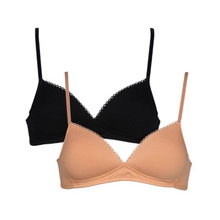 Load image into Gallery viewer, My Basic Teen Bras - 2 Pack Black and Beige
