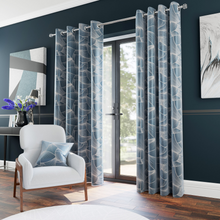 Load image into Gallery viewer, Caspian Readymade Curtains | Blue / Light Grey
