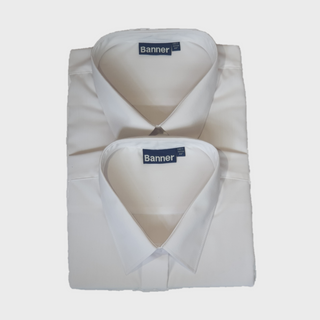 School Banner Shirt Twin Pack - White & Blue