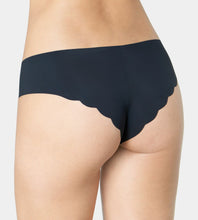 Load image into Gallery viewer, A model showing the back of the Sloggi Zero Light Microfibre Hipster Brief in Black. 
