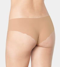 Load image into Gallery viewer, A model showing the back of the Sloggi Light Microfibre Hipster in Natural. 
