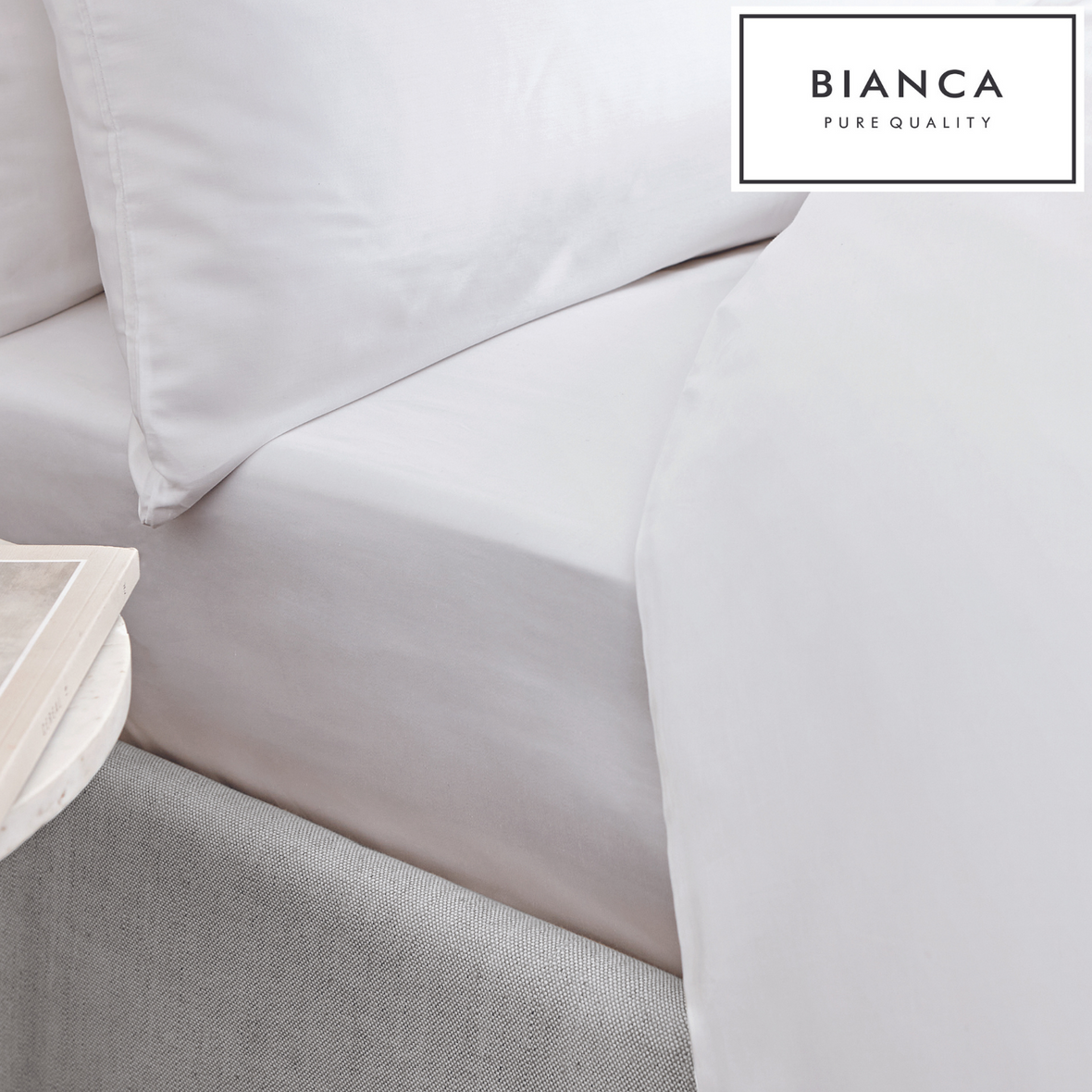 Bianca 400 TC Cotton Sateen Fitted Sheet/Pillowcase - White